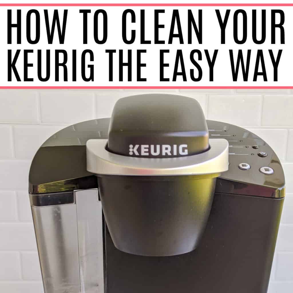 A clean Keurig machine after using vinegar with text overlay.