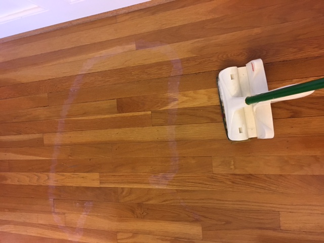 adding a hardwood floor shine to wood floors with a mop