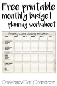 monthly budget printable