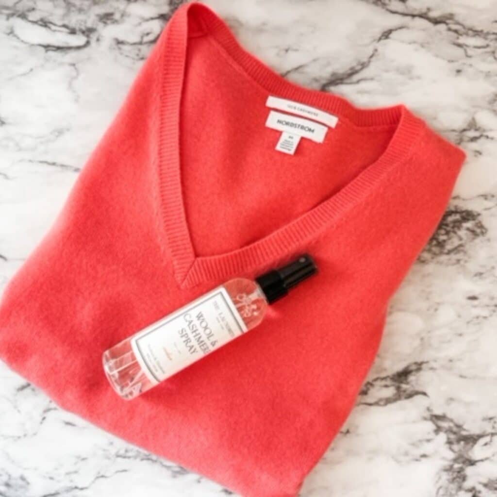 cashmere sweater with moth preventative spray