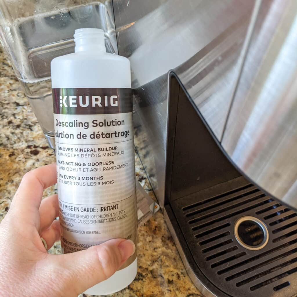 Cleaning Keurig with descaling solution.