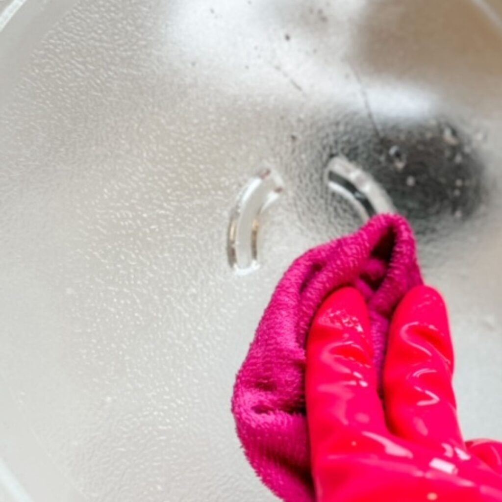 cleaning the microwave tray