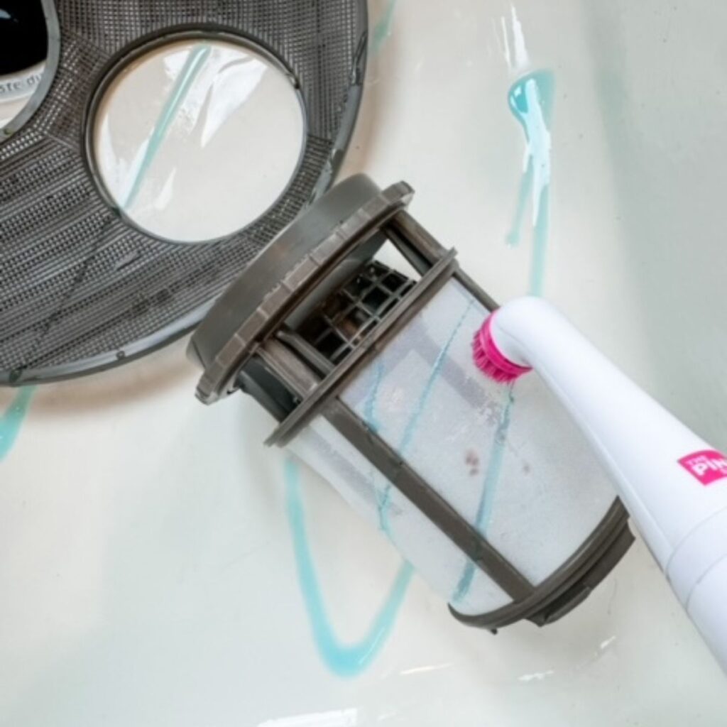 dish soap to remove grease from dishwasher filter